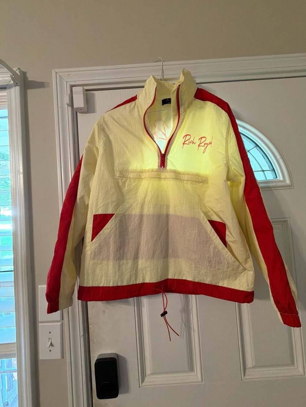 Rich Royal Vintage Yellow and Red Quarter Zip Pullover Windbreaker Anorak Medium